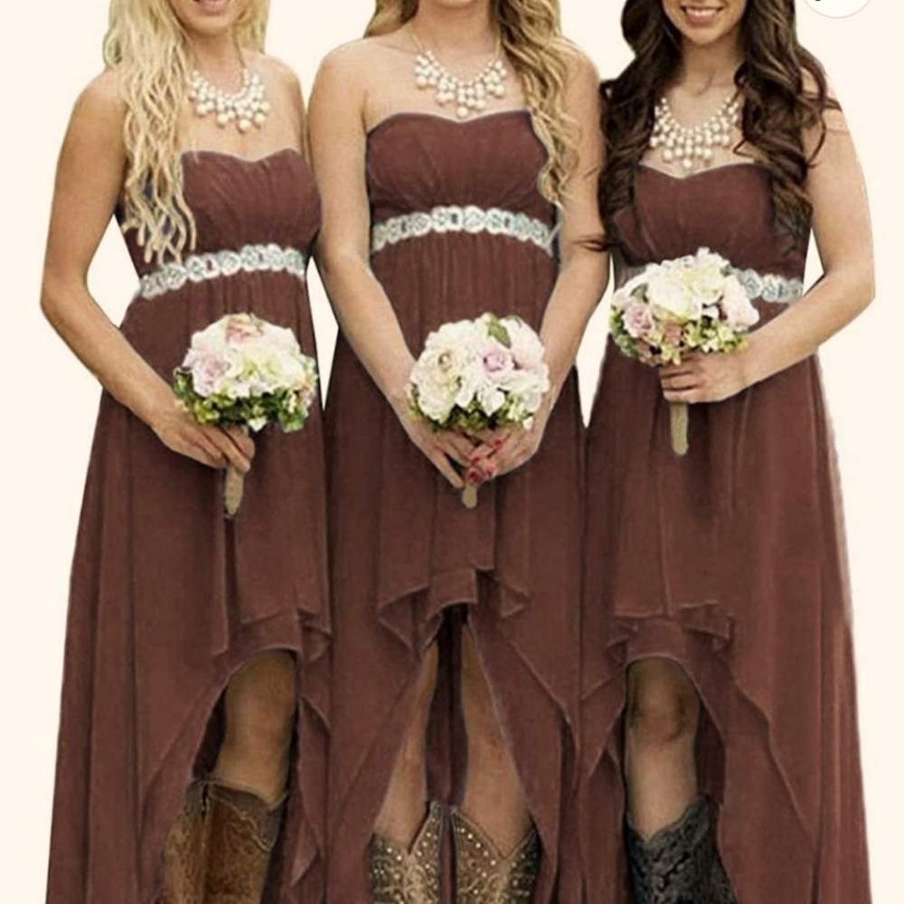Chiffon High Low Strapless Dress